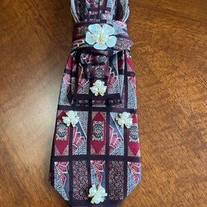 Mara Refashioned Men’s Necktie Geometric Patterned Tie with Pearl Accents